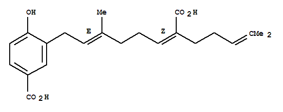 Benzoicacid, 3-(7-carboxy-3,11-dimethyl-2,6,10-dodecatrienyl)-4-hydroxy-, (Z,E)-