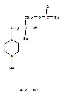 1-Piperazinepropanol, b-ethyl-4-methyl-b-phenyl-, 1-benzoate,hydrochloride (1:2)