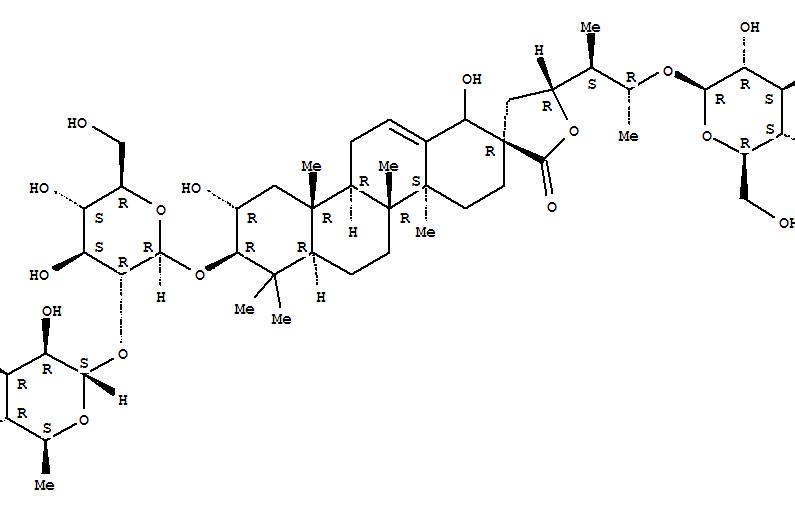 18,19-Secours-12-en-28-oicacid, 3-[[2-O-(6-deoxy-a-L-mannopyranosyl)-b-D-glucopyranosyl]oxy]-19-(b-D-glucopyranosyloxy)-2,18,21-trihydroxy-, g-lactone, (2a,3b,19R,21R)-