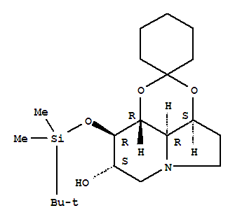 Spirocyclohexane-1,2-1,3dioxino4,5,6-hiindolizin-8-ol, 9-(1,1-dimethylethyl)dimethylsilyloxyoctahydro-, 3aS-(3a.alpha.,8.alpha.,9.beta.,9a.beta.,9b.alpha.)-