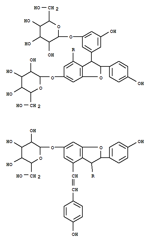 b-D-Glucopyranoside, 3'-[3-(b-D-glucopyranosyloxy)-5-hydroxyphenyl]-2,2',3,3'-tetrahydro-2,2'-bis(4-hydroxyphenyl)-4-[2-(4-hydroxyphenyl)ethenyl][3,4'-bibenzofuran]-6,6'-diylbis-, [2S-[2a,3b(2'S*,3'S*),4(Z)]]-