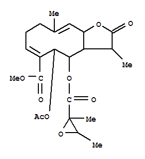 Cyclodeca[b]furan-6-carboxylicacid,5-(acetyloxy)-4-[[(2,3-dimethyloxiranyl)carbonyl]oxy]-2,3,3a,4,5,8,9,11a-octahydro-3,10-dimethyl-2-oxo-,methyl ester (9CI)