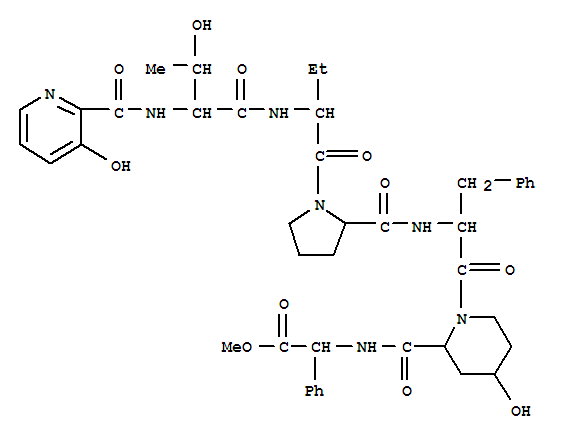 Glycine, N-[(3-hydroxy-2-pyridinyl)carbonyl]-L-threonyl-D-alpha-aminob utyryl-L-prolyl-L-phenylalanyl-cis-4-hydroxy-L-pipecoloyl-L-2-phenyl-,  methyl ester