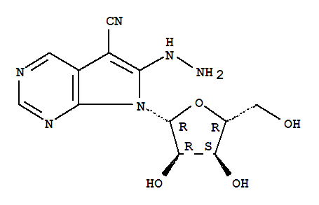 6-hydrazinyl-7-pentofuranosyl-7H-pyrrolo[2,3-d]pyrimidine-5-carbonitrile