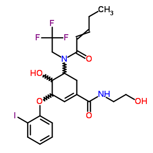 4-hydroxy-N-(2-hydroxyethyl)-3-(2-iodophenoxy)-5-[pent-2-enoyl(2,2,2-trifluoroethyl)amino]cyclohex-1-ene-1-carboxamide