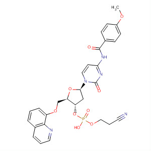 3'-Cytidylic acid, 2'-deoxy-N-(4-methoxybenzoyl)-, 2-cyanoethyl8-quinolinyl ester