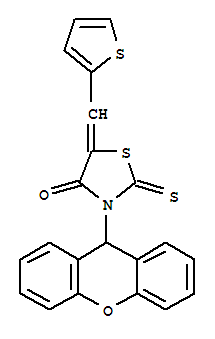 (5Z)-5-(thiophen-2-ylmethylidene)-2-thioxo-3-(9H-xanthen-9-yl)-1,3-thiazolidin-4-one