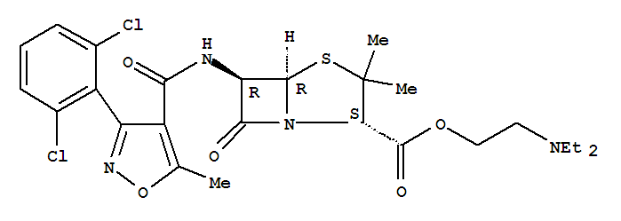 4-Thia-1-azabicyclo[3.2.0]heptane-2-carboxylicacid,6-[[[3-(2,6-dichlorophenyl)-5-methyl-4-isoxazolyl]carbonyl]amino]-3,3-dimethyl-7-oxo-,2-(diethylamino)ethyl ester, [2S-(2a,5a,6b)]-