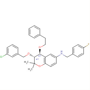 2H-1-Benzopyran-6-amine,3-[(3-chlorophenyl)methoxy]-N-[(4-fluorophenyl)methyl]-3,4-dihydro-2,2-dimethyl-4-(2-phenylethoxy)-, (3R,4S)-rel-