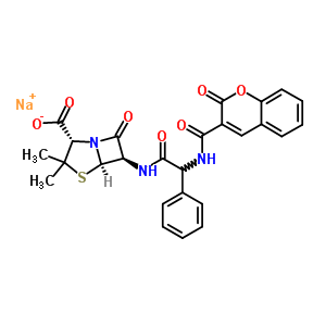 sodium (2S,5R,6R)-3,3-dimethyl-7-oxo-6-{[{[(2-oxo-2H-chromen-3-yl)carbonyl]amino}(phenyl)acetyl]amino}-4-thia-1-azabicyclo[3.2.0]heptane-2-carboxylate