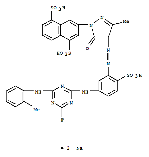 trisodium 3-[4-[[5-[[4-fluoro-6-[(o-tolyl)amino]-1,3,5-triazin-2-yl]amino]-2-sulphonatophenyl]azo]-4,5-dihydro-3-methyl-5-oxo-1H-pyrazol-1-yl]naphthalene-1,5-disulphonate