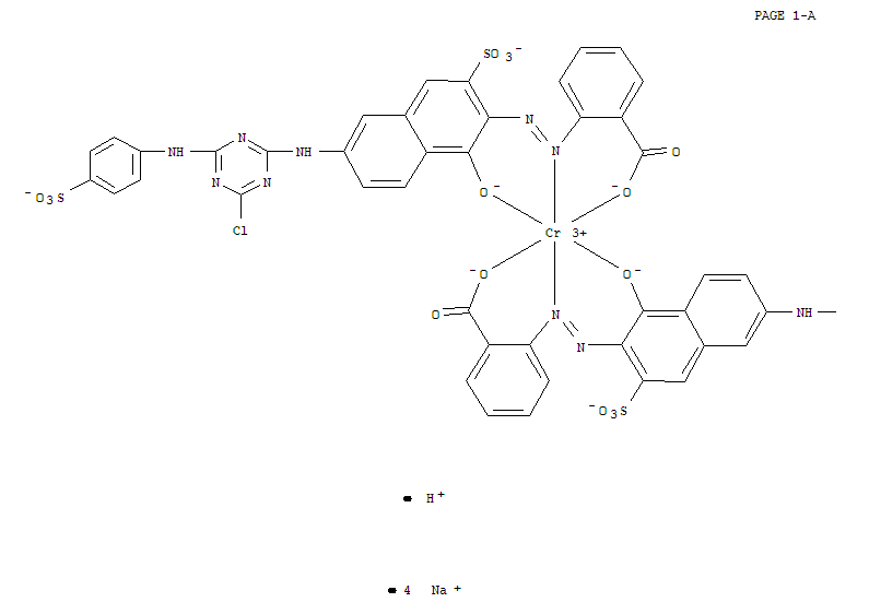 Hydrogen tetrasodium bis(2-((6-((4-chloro-6-(4-sulphoanilino)-1,3,5-triazin-2-yl)amino)-1-hydroxy-3-sulpho-2-naphthyl)azo)benzoato(4-))chromate(5-)