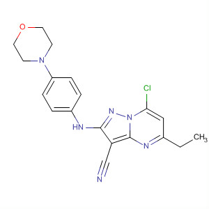 Pyrazolo[1,5-a]pyrimidine-3-carbonitrile,7-chloro-5-ethyl-2-[[4-(4-morpholinyl)phenyl]amino]-