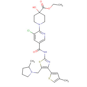 4-Piperidinecarboxylic acid,1-[3-chloro-5-[[[5-[(2-methyl-1-pyrrolidinyl)methyl]-4-(4-methyl-2-thienyl)-2-thiazolyl]amino]carbonyl]-2-pyridinyl]-4-hydroxy-, ethyl ester
