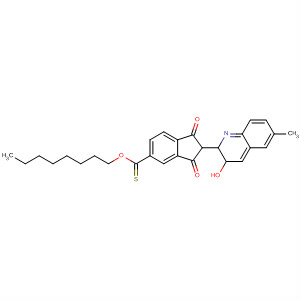 1H-Indene-5-carbothioic acid,2,3-dihydro-2-(3-hydroxy-6-methyl-2-quinolinyl)-1,3-dioxo-, S-octyl ester
