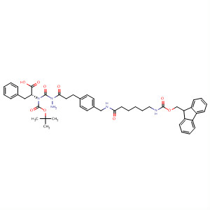 D-Phenylalanine, N-[(1,1-dimethylethoxy)carbonyl]-,2-[3-[4-[[[6-[[(9H-fluoren-9-ylmethoxy)carbonyl]amino]-1-oxohexyl]amino]methyl]phenyl]-1-oxopropyl]hydrazide