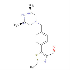 4-Thiazolecarboxaldehyde,5-[4-[[(3R,5S)-3,5-dimethyl-1-piperazinyl]methyl]phenyl]-2-methyl-, rel-