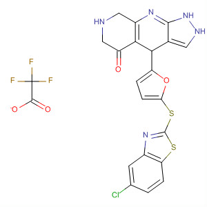 5H-Pyrazolo[3,4-b][1,7]naphthyridin-5-one,4-[5-[(5-chloro-2-benzothiazolyl)thio]-2-furanyl]-1,2,4,6,7,8-hexahydro-,2,2,2-trifluoroacetate (1:1)