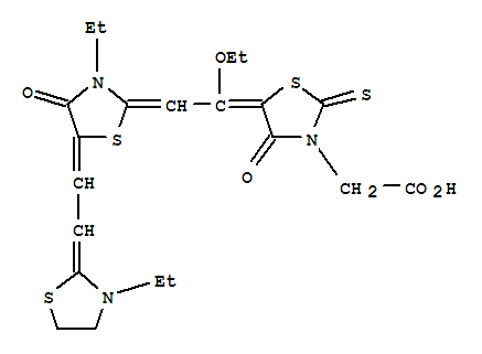 5-[1-ethoxy-2-[3-ethyl-5-[(3-ethylthiazolidin-2-ylidene)ethylidene]-4-oxothiazolidin-2-ylidene]ethylidene]-4-oxo-2-thioxothiazolidin-3-acetic acid