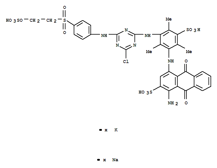 2-Anthracenesulfonic acid, 1-amino-4-[[3-[[4-chloro-6-[[4-[[2-(sulfooxy)ethyl]sulfonyl]phenyl]amino]-1,3,5-triazin-2-yl]amino]-2,4,6-trimethyl-5-sulfophenyl]amino]-9,10-dihydro-9,10-dioxo-, potassium sodium salt