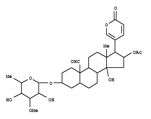 16-(acetyloxy)-3-[(6-deoxy-3-O-methylhexopyranosyl)oxy]-14-hydroxy-19-oxobufa-20,22-dienolide molecular structure