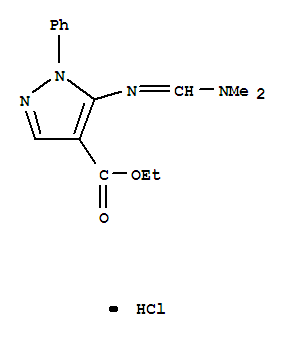 1H-Pyrazole-4-carboxylicacid, 5-[[(dimethylamino)methylene]amino]-1-phenyl-, ethyl ester, hydrochloride(1:1) molecular structure