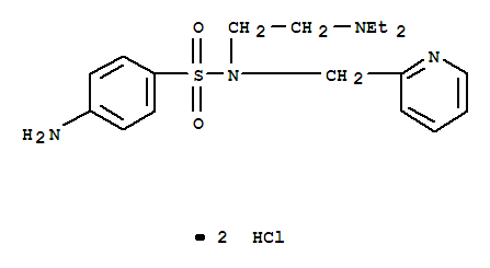 Benzenesulfonamide,4-amino-N-[2-(diethylamino)ethyl]-N-(2-pyridinylmethyl)-, hydrochloride (1:2) molecular structure