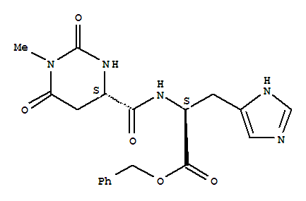 L-HISTIDINE,N-((HEXAHYDRO-1-METHYL-2,6-DIOXO-PYRIMIDIN-4-YL)CARBONYL)-,BENZYL ESTER,(S)- molecular structure