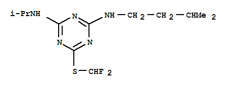 6-[(difluoromethyl)sulfanyl]-N-(3-methylbutyl)-N'-(propan-2-yl)-1,3,5-triazine-2,4-diamine molecular structure