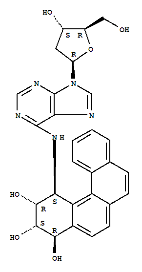 2'-deoxy-N-[(1S,2R,3S,4R)-2,3,4-trihydroxy-1,2,3,4-tetrahydrobenzo[c]phenanthren-1-yl]adenosine molecular structure