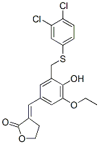 (3E)-3-[[3-[(3,4-dichlorophenyl)sulfanylmethyl]-5-ethoxy-4-hydroxy-phe nyl]methylidene]oxolan-2-one molecular structure