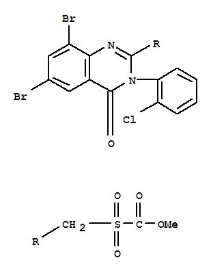 Formic acid, (((6,8-dibromo-3-(2-chlorophenyl)-3,4-dihydro-4-oxo-2-quinazolinyl)methyl)sulfonyl)-, methyl ester molecular structure