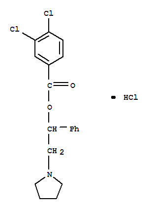 1-phenyl-2-pyrrolidin-1-ylethyl 3,4-dichlorobenzoate hydrochloride molecular structure
