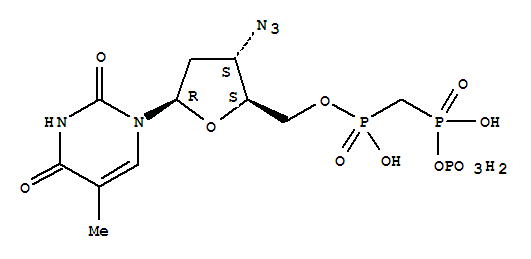 3'-azido-3'-deoxy-5'-O-(hydroxy{[hydroxy(phosphonooxy)phosphoryl]methyl}phosphoryl)thymidine molecular structure