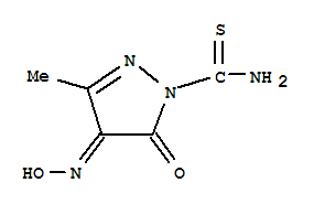 1H-Pyrazole-1-carbothioamide,4,5-dihydro-4-(hydroxyimino)-3-methyl-5-oxo- molecular structure