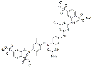 1,4-Benzenedisulfonic acid, 2-[[4-[[2-[(aminocarbonyl) amino]-4-[[4-chloro-6-[(2,5-disulfophenyl)amino] -1,3,5-triazin-2-yl]amino]phenyl]azo]-2,5-dimethylpheny l]azo]-, potassium sodium salt