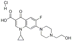 3-Quinolinecarboxylic acid, 1-cyclopropyl-6-fluoro-1,4-dihydro-7-[4-(2-hydroxyethyl)-1-piperazinyl]-4-oxo-, hydrochloride molecular structure
