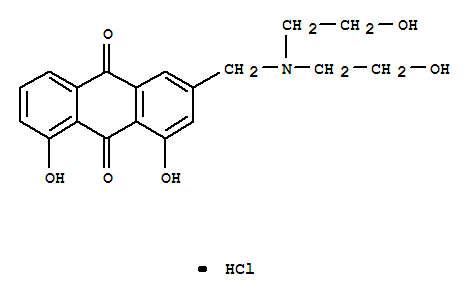 3-{[bis(2-hydroxyethyl)amino]methyl}-1,8-dihydroxyanthracene-9,10-dione hydrochloride (1:1) molecular structure