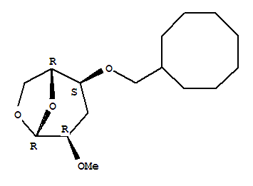 .beta.-D-ribo-Hexopyranose, 1,6-anhydro-4-O-(cyclooctylmethyl)-3-deoxy-2-O-methyl- molecular structure