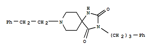 8-(2-phenylethyl)-3-(3-phenylpropyl)-1,3,8-triazaspiro[4.5]decane-2,4-dione molecular structure