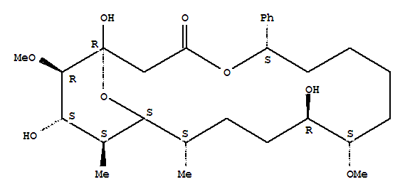 4,19-Dioxabicyclo[13.3.1]nonadecan-3-one,1,11,17-trihydroxy-10,18-dimethoxy-14,16-dimethyl-5-phenyl-,[1R-(1R*,5S*,10S*,11R*,14S*,15S*,16S*,17S*,18R*)]- molecular structure