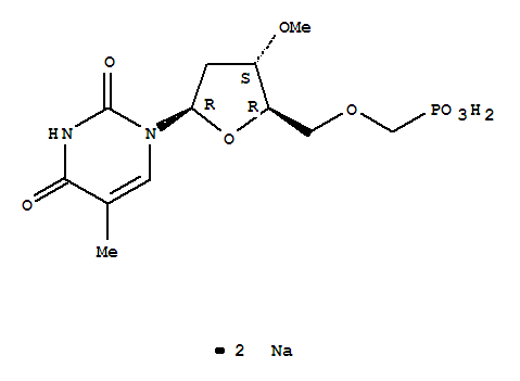 Thymidine,3'-O-methyl-5'-O-(phosphonomethyl)-, disodium salt (9CI) molecular structure