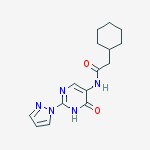 2-cyclohexyl-N-(6-oxo-2-(1H-pyrazol-1-yl)-1,6-dihydropyrimidin-5-yl)acetamide molecular structure