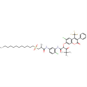 Pentanamide,N-[2-chloro-5-[[3-(dodecylsulfonyl)-2-methyl-1-oxopropyl]amino]phenyl]-2-[[6-chloro-2-oxo-3-phenyl-4-(trifluoromethyl)-2H-1-benzopyran-7-yl]oxy]-4,4-dimethyl-3-oxo- molecular structure