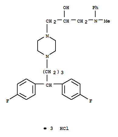 1-{4-[4,4-bis(4-fluorophenyl)butyl]piperazin-1-yl}-3-[methyl(phenyl)amino]propan-2-ol trihydrochloride