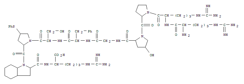 2-{[(1-{[1-(2-{[2-({[({1-[(1-{2-({2-amino-5-[(diaminomethylidene)amino]pentanoyl}amino)-5-[(diaminomethylidene)amino]pentanoyl}pyrrolidin-2-yl)carbonyl]-4-hydroxypyrrolidin-2-yl}carbonyl)amino]acetyl}amino)-3-phenylpropanoyl]amino}-3-hydroxypropanoyl)-4-( molecular structure