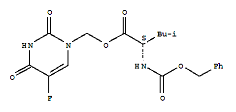 (5-fluoro-2,4-dioxo-3,4-dihydropyrimidin-1(2H)-yl)methyl N-[(benzyloxy)carbonyl]-L-leucinate molecular structure