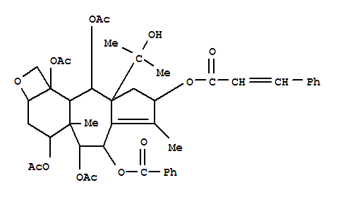 2-Propenoicacid, 3-phenyl-,4,5,10,10b-tetrakis(acetyloxy)-6-(benzoyloxy)-2a,3,4,4a,5,6,8,9,9a,10,10a,10b-dodecahydro-9a-(1-hydroxy-1-methylethyl)-4a,7-dimethyl-1H-azuleno[5',6':3,4]benz[1,2-b]oxet-8-ylester, [2aR-[2aa,4b,4ab,5a,6b,8a(E),9ab,10a,10aa,10ba] molecular structure