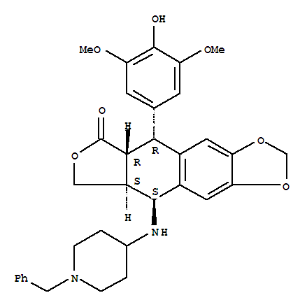 4-O-demethyl-4-((4-(1-benzylpiperidinyl))amino)-4-desoxypodophyllotoxin