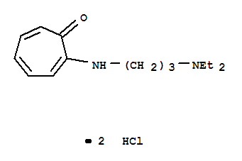 N,N-diethyl-N'-(7-oxocyclohepta-1,3,5-trien-1-yl)propane-1,3-diaminium dichloride molecular structure